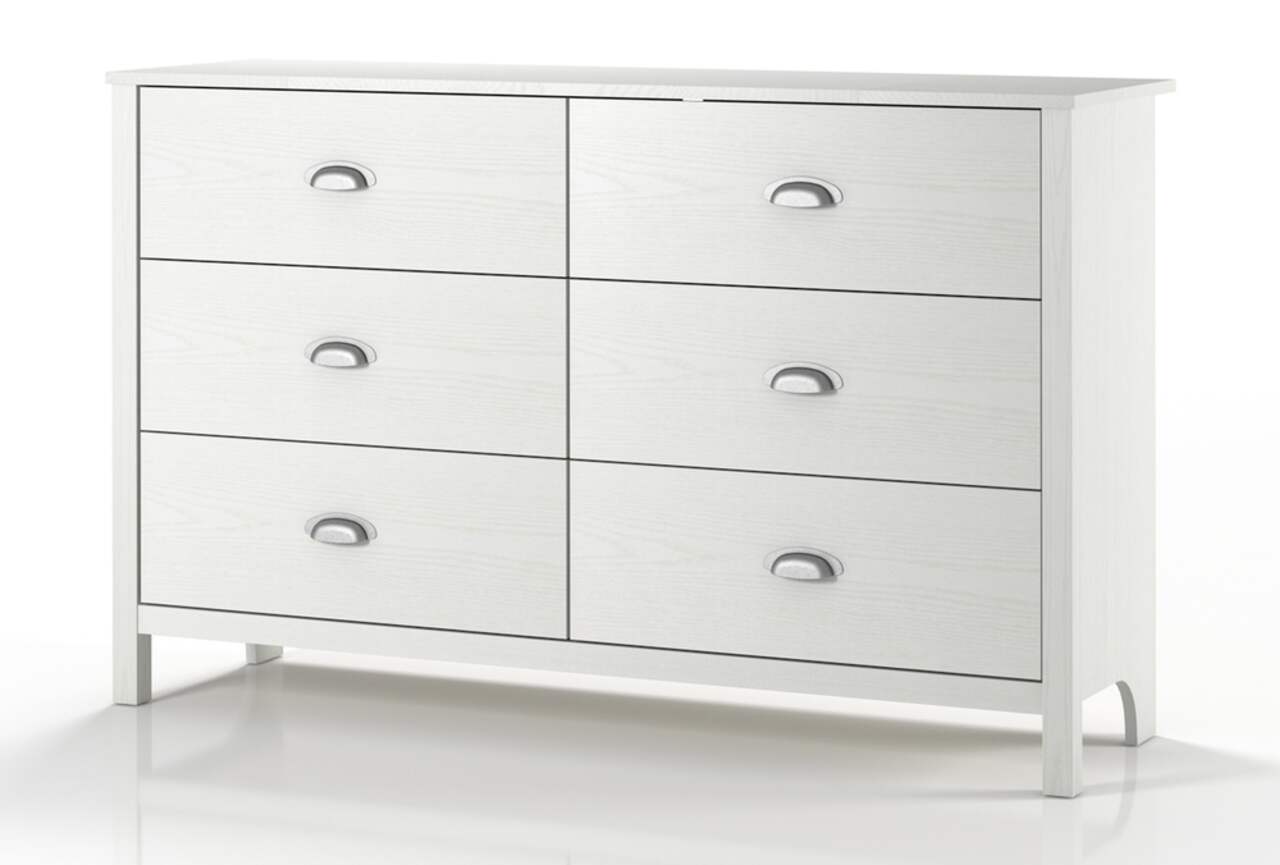 Dorel Kayla 6 Drawer Dresser, White