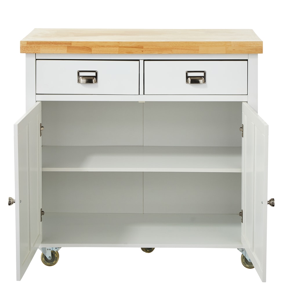 CANVAS Mayfield Wood Top Kitchen Utility Storage Cart/Island With