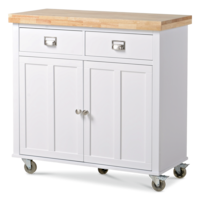 CANVAS Mayfield Wood Top Kitchen Utility Storage Cart/Island With Locking Wheels, White Front_Angled_Left