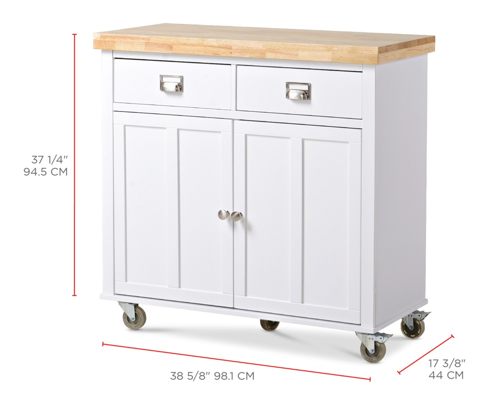 CANVAS Mayfield Wood Top Kitchen Utility Storage Cart/Island With