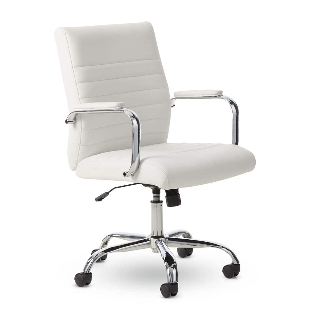 CANVAS Blaire Bonded Leather Height Adjustable Swivel Office Desk Chair With Tilt White Canadian Tire