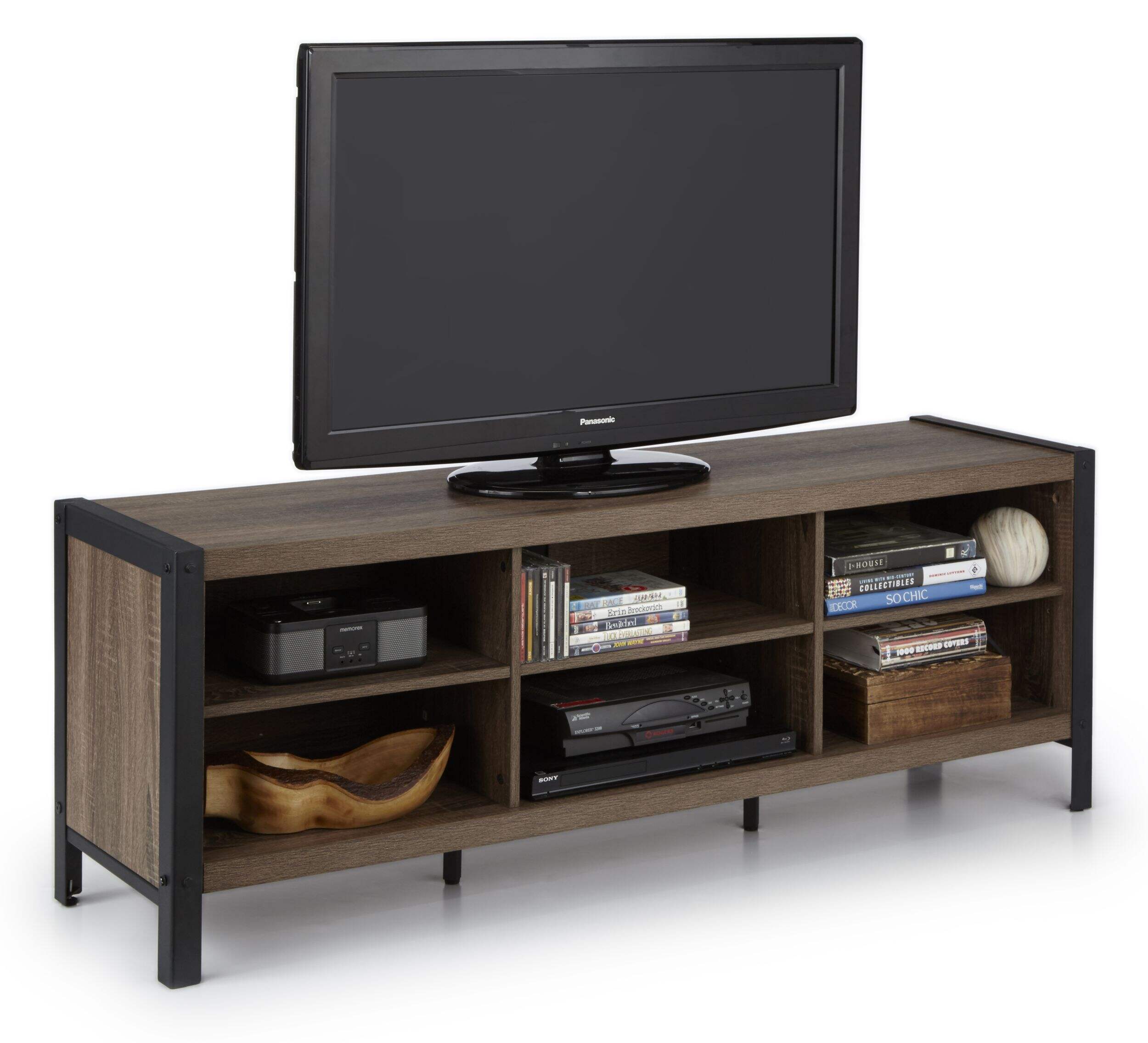 CANVAS Ossington Open Shelf TV Stand & Media Storage Console Salt Oak Finish Canadian