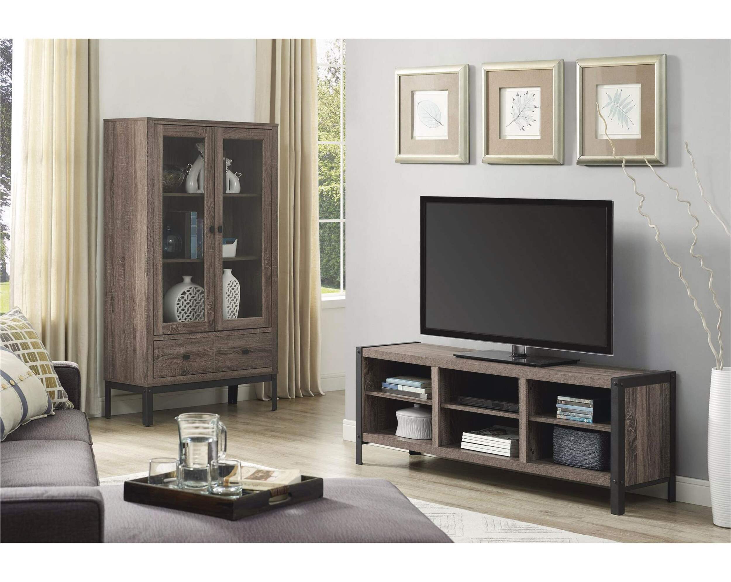 Meuble pour téléviseur et console de rangement multimédia à tablette ouverte CANVAS Ossington