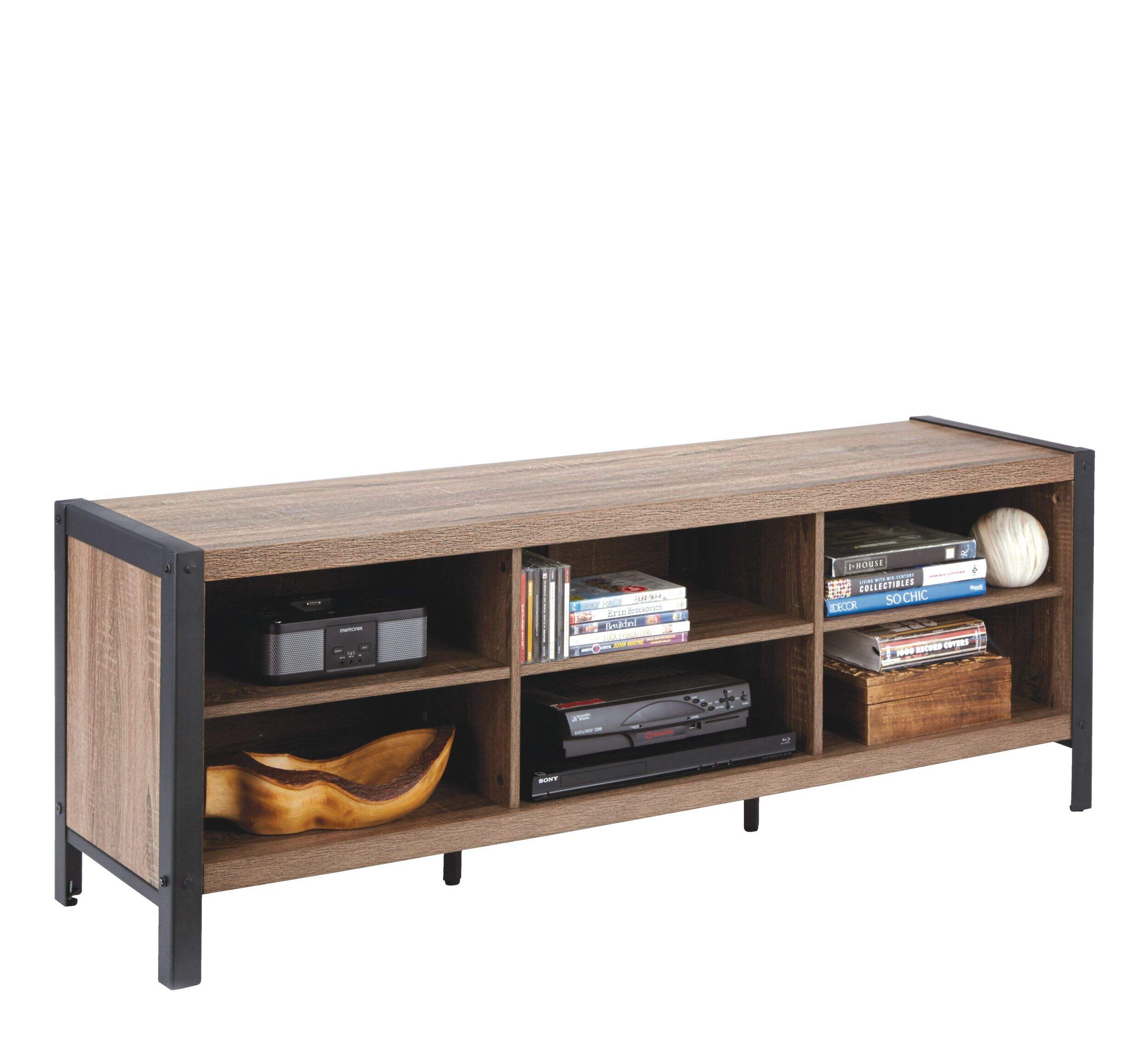 CANVAS Ossington Open Shelf TV Stand & Media Storage Console Salt Oak Finish Canadian
