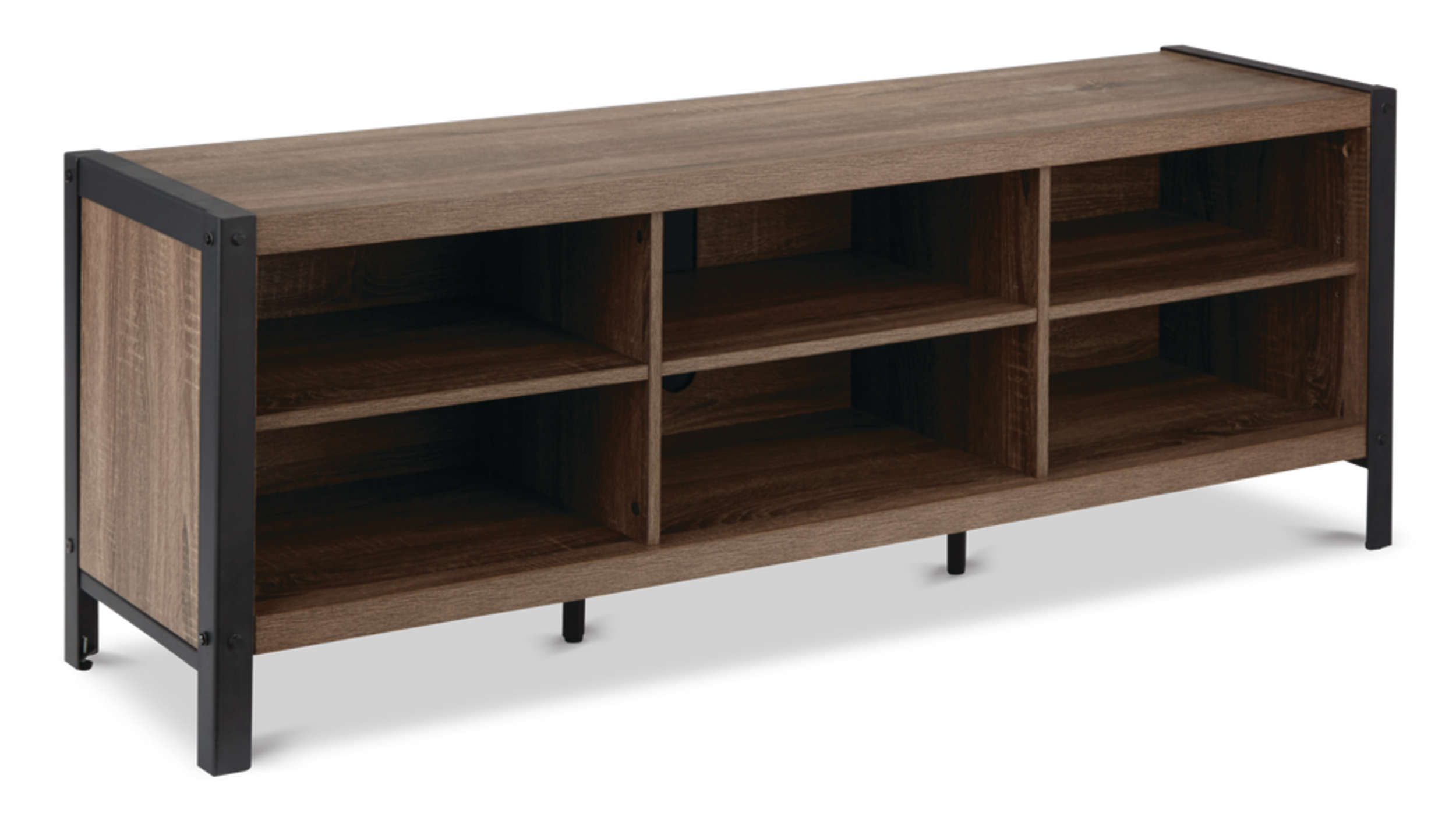 CANVAS Ossington Open Shelf TV Stand & Media Storage Console Salt Oak Finish Canadian