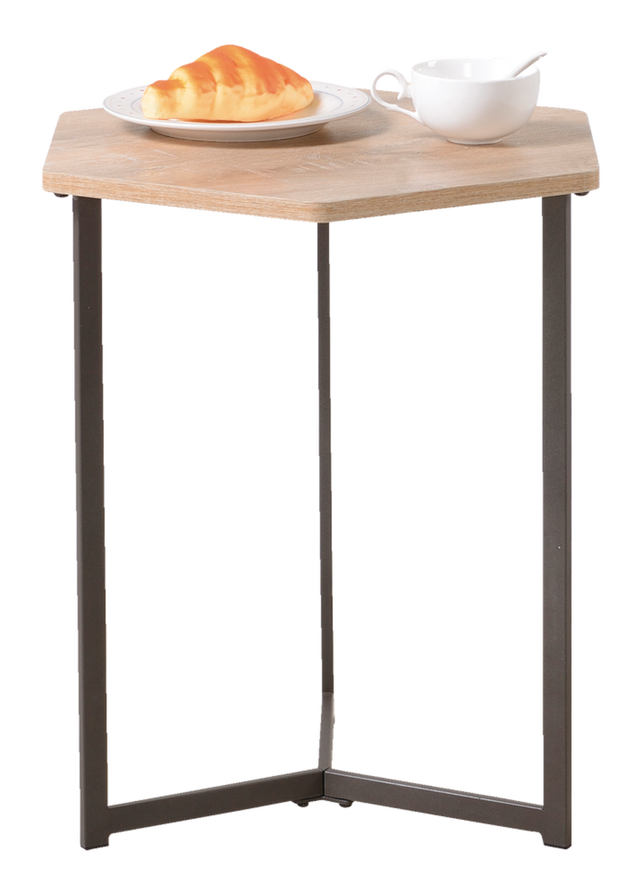 Hexagon end deals table with storage