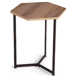 CANVAS Hexagon Metal Frame Sofa End/Side Accent Table For Living/Bedroom, Sonoma Oak Finish, 20-in Front_Elevated