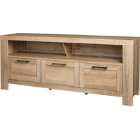 CANVAS Loft 3-Drawer TV Stand & Media Storage Console Cabinet, Mountain Oak Finish Front_Three_Fourths_Angled_Left