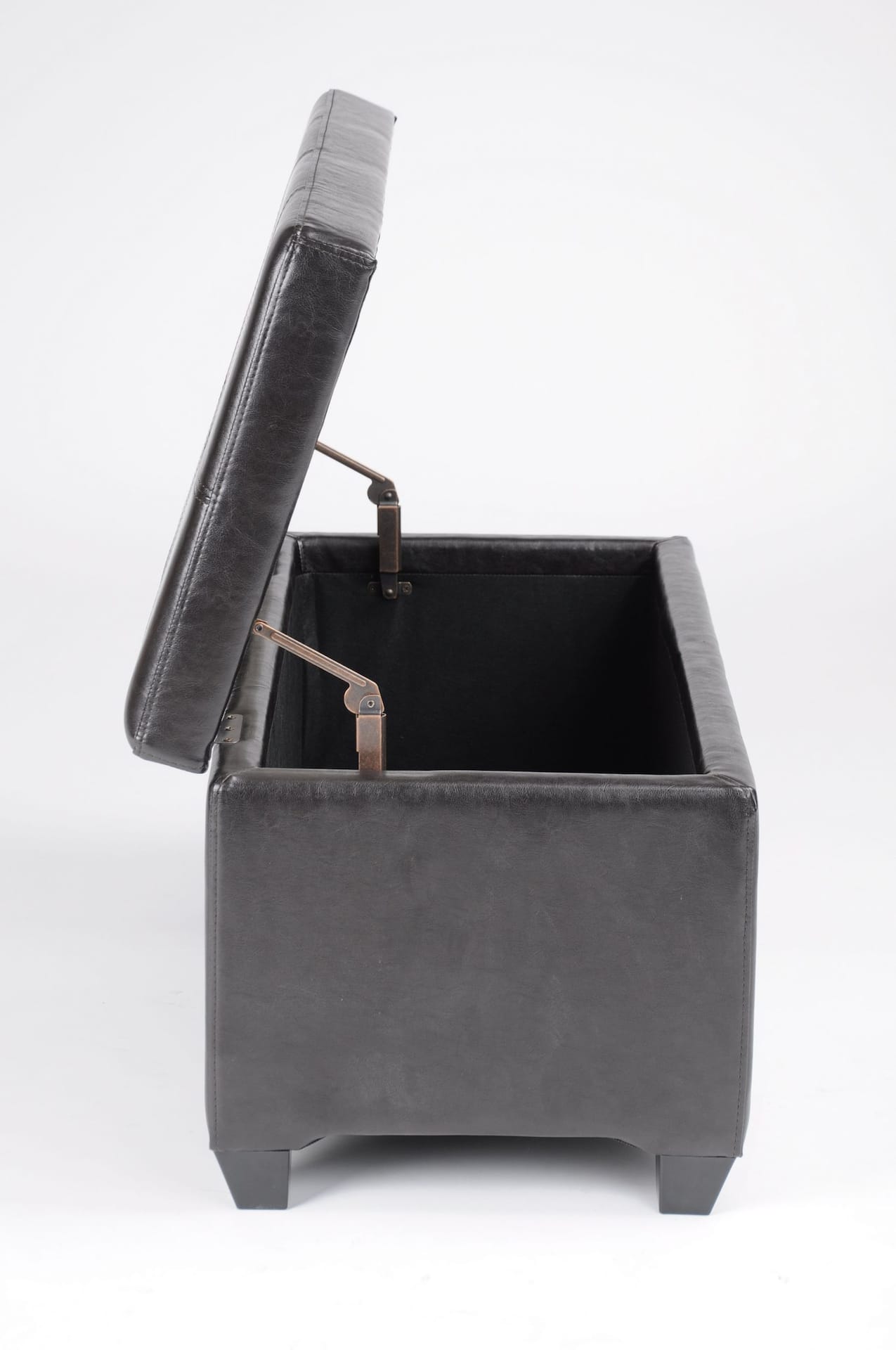 For Living Upholstered Hinge Top Storage Ottoman Bench With Padded Seat Espresso Brown Canadian Tire