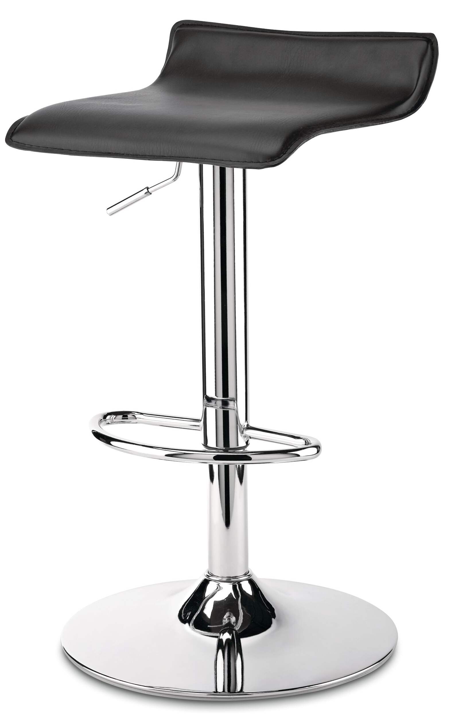 For Living  Chrome & PU Leather Counter/Bar Stool Adjustable Height, Black Front_Angled_Left