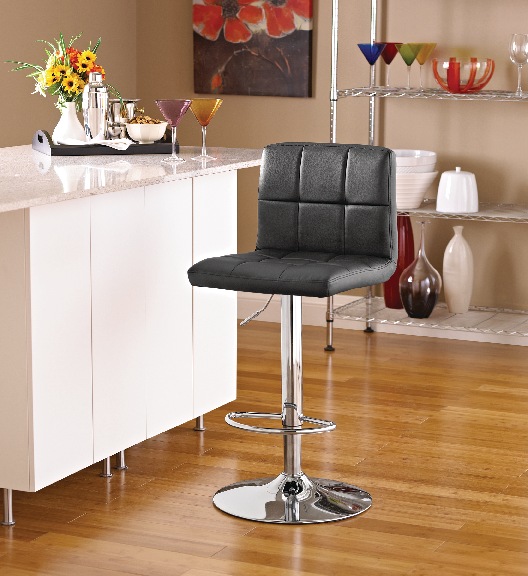For Living Chrome & PU Tufted Leather Counter/Bar Stool Adjustable