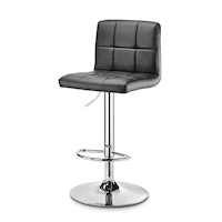 For Living Chrome & PU Tufted Leather Counter/Bar Stool Adjustable Height, Black Front_Three_Fourths_Angled_Left