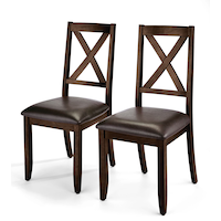 Chaises de salle à manger bois massif et garniture en similicuir CANVAS Evan¿s Creek, paq. 2, brun