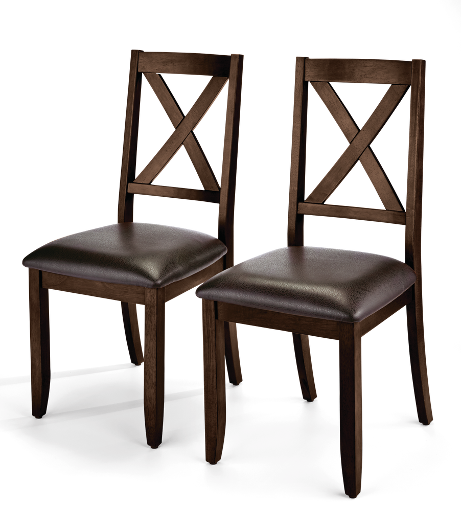 CANVAS Evan's Creek Solid Wood & PU Leather Upholstered Dining Chairs (2Piece Set), Brown
