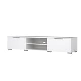 Tvilum Match 2-Drawer TV Stand with 2 Shelves, White High Gloss Front_Three_Fourths_Angled_Left