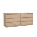 Tvilum Scottsdale 6-Drawer Double Dresser, Jackson Hickory Front_Three_Fourths_Angled_Right