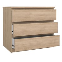 Tvilum Scottsdale Scandinavian 3-Drawer Chest, Jackson Hickory Front_Angled_Right