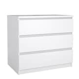 Tvilum Scottsdale Scandinavian 3-Drawer Chest, White High Gloss Front_Three_Fourths_Angled_Right