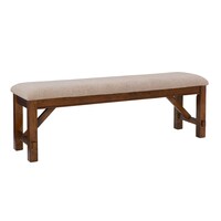 Banc de salle à manger rembourré du milieu du siècle d'acacia Linon Home Décor Kraven, noisette foncée Front_Three_Fourths_Angled_Right