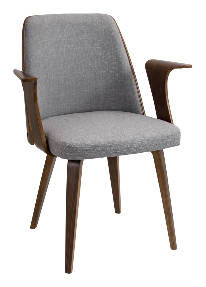 Chaise de salle à manger rembourrée LumiSource Verdana, noyer/gris