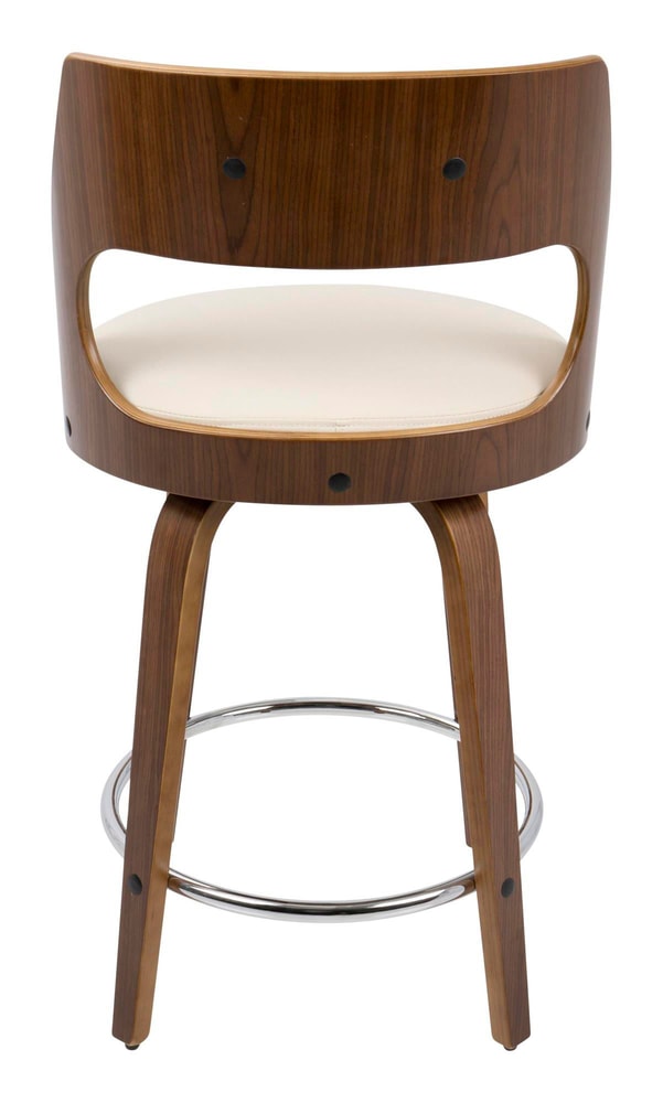 LumiSource Cecina Fixed Height Counter Stool, Walnut/Cream Canadian Tire