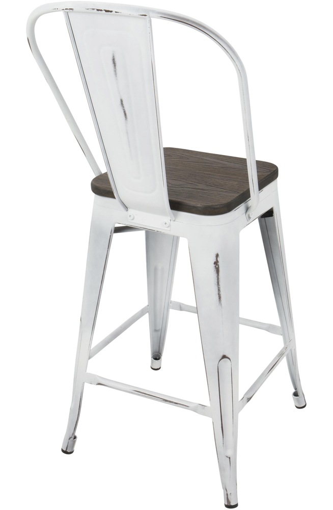 LumiSource Oregon High Back Wooden Seat Counter/Bar Stools (2Piece Set