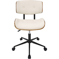 LumiSource Lombardi Swivel Office Chair, Walnut/Cream