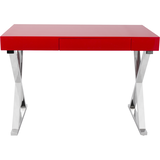 Bureau/table d'écriture à 1 tiroir avec base chromée LumiSource Luster, rouge Front_Flat