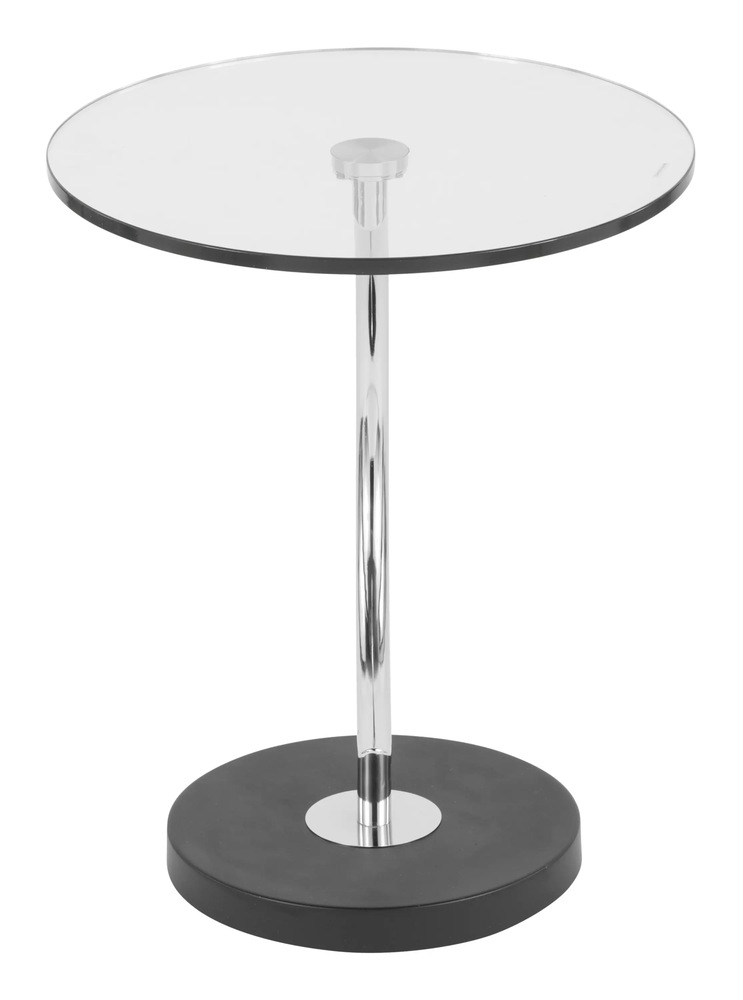 LumiSource CShaped Glass Top Pedestal Sofa End/Side Accent Table With