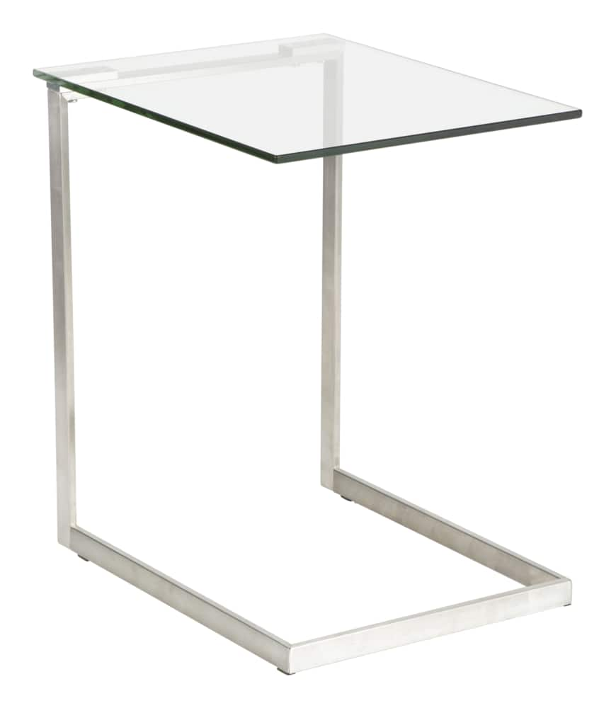 LumiSource Zenn C-Shaped Glass Top Sofa End/Side Accent Table With ...