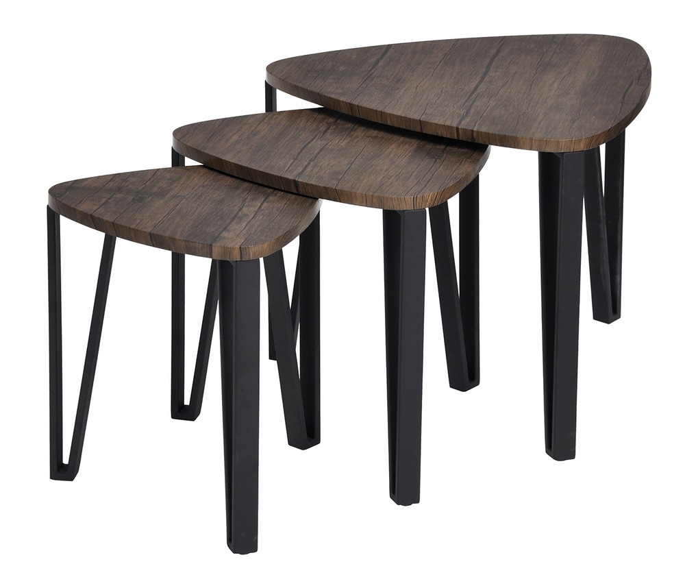 Kauwhata Nesting End/Side Accent Tables With Metal Legs (3Piece Set