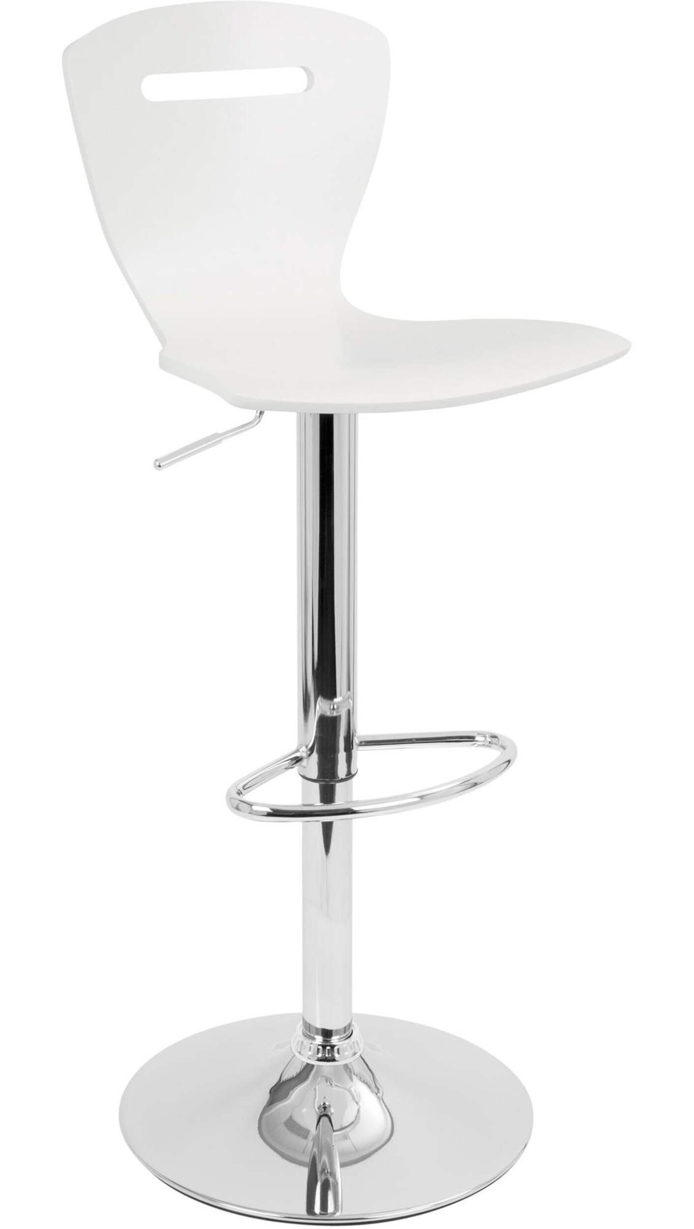 LumiSource H2 Height Adjustable Swivel Bar Stool, White Front_Angled_Right