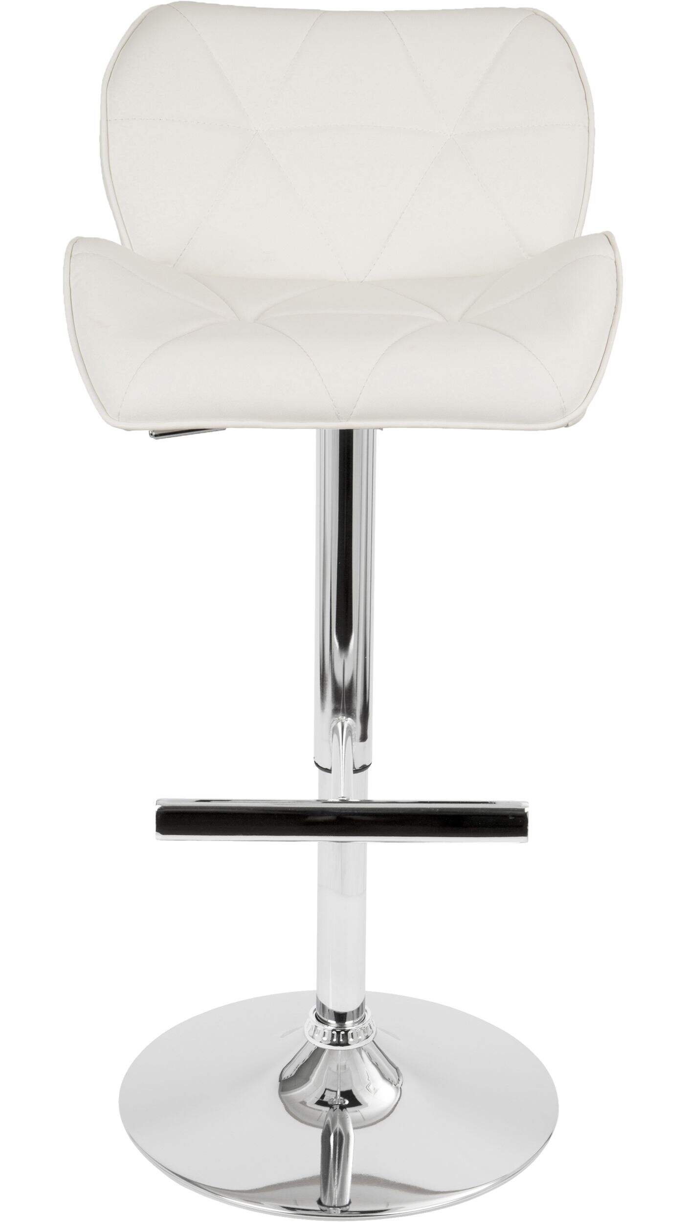 LumiSource Jubilee Metal & PU Leather Swivel Counter/Bar Stool Adjustable Height, White Front_Flat