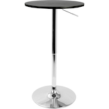 LumiSource Round Metal & Wood Top Pedestal Bar/Pub Table Adjustable Height, Black Front_Elevated