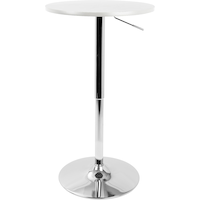 LumiSource  Round Metal & Wood Top Pedestal Bar/Pub Table Adjustable Height, White Front_Elevated