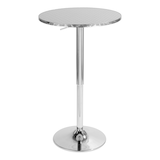 LumiSource Bistro Round Metal Pedestal Bar/Pub Table Adjustable Height, Silver Front_Elevated