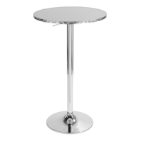 LumiSource Bistro Round Metal Pedestal Bar/Pub Table Adjustable Height, Silver Front_Elevated