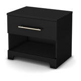 South Shore Primo 1-Drawer Bedroom Nightstand/Bedstand With Open Shelf, Rustic Oak Finish Front_Three_Fourths_Angled_Left