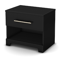 South Shore Primo 1-Drawer Bedroom Nightstand/Bedstand With Open Shelf, Rustic Oak Finish Front_Three_Fourths_Angled_Left