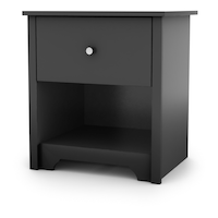 South Shore Vito 1-Drawer Bedroom Nightstand/Bedstand With Open Shelf Storage Front_Three_Fourths_Angled_Left