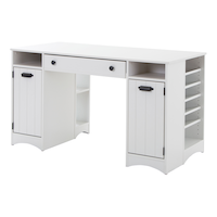 South Shore Artwork 2-Door 1-Drawer Sewing & Craft Table/Desk With Storage, Pure White Front_Three_Fourths_Angled_Left