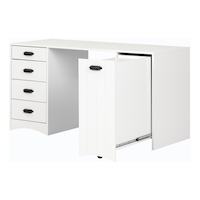 South Shore Artwork 5-Drawer Sewing & Craft Table/Desk With Storage, Pure White Front_Three_Fourths_Angled_Left