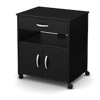South Shore Axess 2-Door 1-Drawer Printer Cart/Stand With Wheels Front_Three_Fourths_Angled_Left