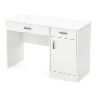South Shore Axess 2-Drawer 1-Door Home Office Computer & Writing Desk, Pure White Front_Three_Fourths_Angled_Left