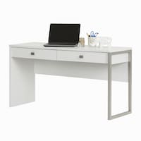 South Shore Interface 2-Drawer Desk, Pure White Front_Angled_Left