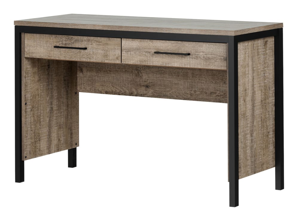 South Shore Munich Desk with Drawers, Weathered Oak/Matte Black ...