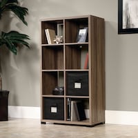 Sauder Transit Bookcase, Salt Oak Front_Angled_Left
