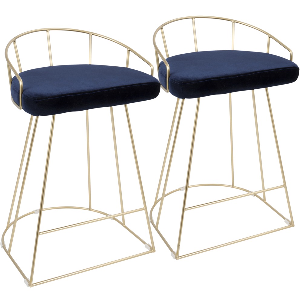 LumiSource Canary Luxe Metal & Velvet Counter/Bar Stools (2Piece Set