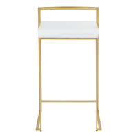 LumiSource Fuji Stackable PU Leather High Counter/Bar Stools (2-Piece Set), Gold/White Front_Flat