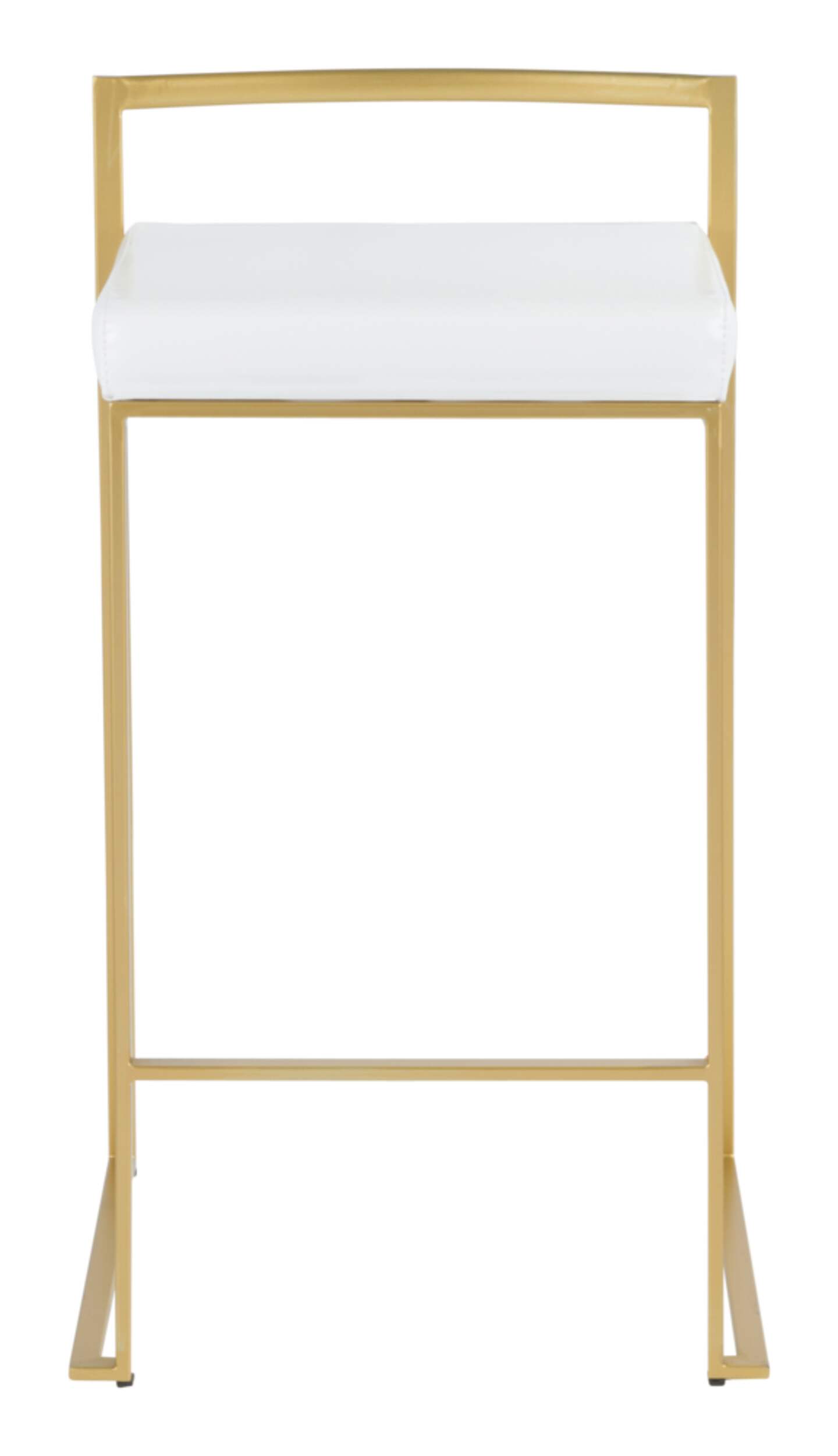 LumiSource Fuji Stackable PU Leather High Counter/Bar Stools (2-Piece Set), Gold/White Front_Flat